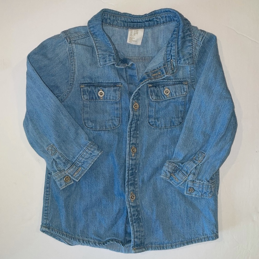 H&M Kids Long sleeve blue jean shirt